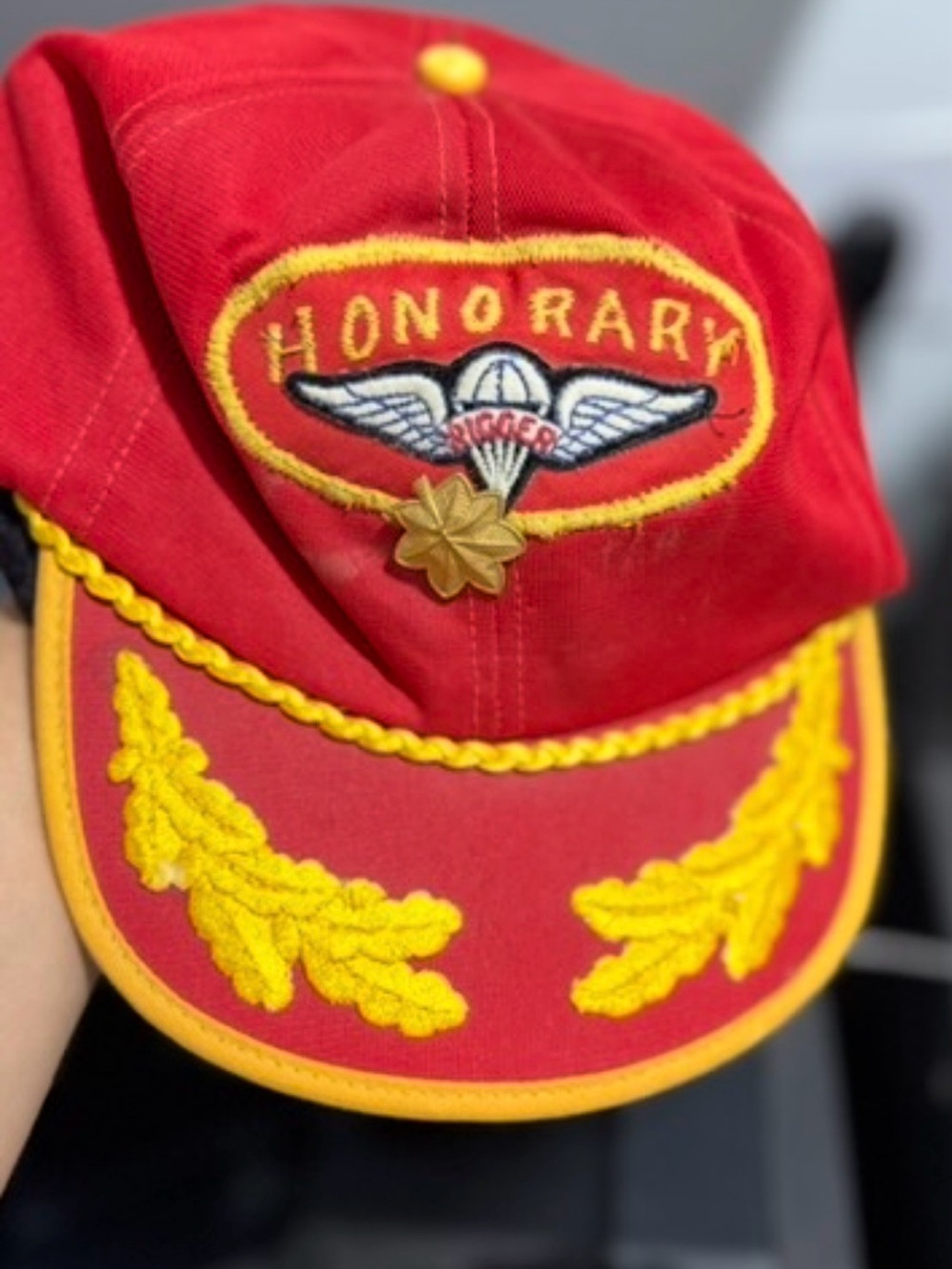Vintage Honorary Red & Gold Embroidered Cap